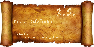 Kresz Sándor névjegykártya